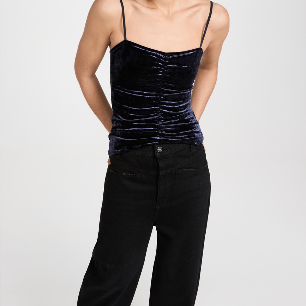 NWT Tibi stretch velvet ruched cami in size small